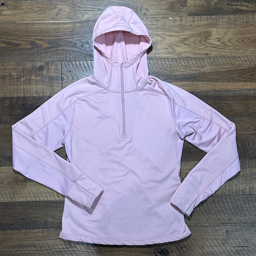Nike Women's Light Pink Half-Zip Hoodie